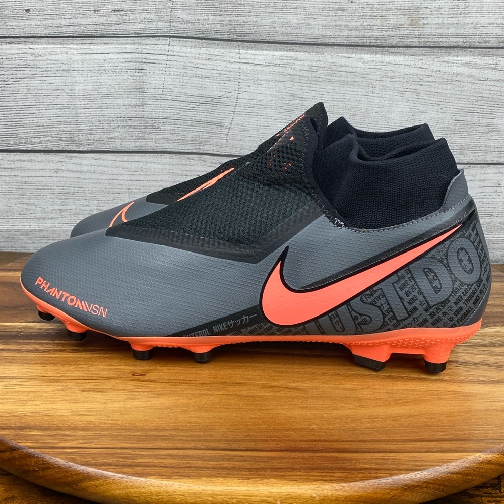 Nike Phantom Vision Pro DF FG Grey Bright Mango Soccer Cleat AO3266-080 Men’s 12